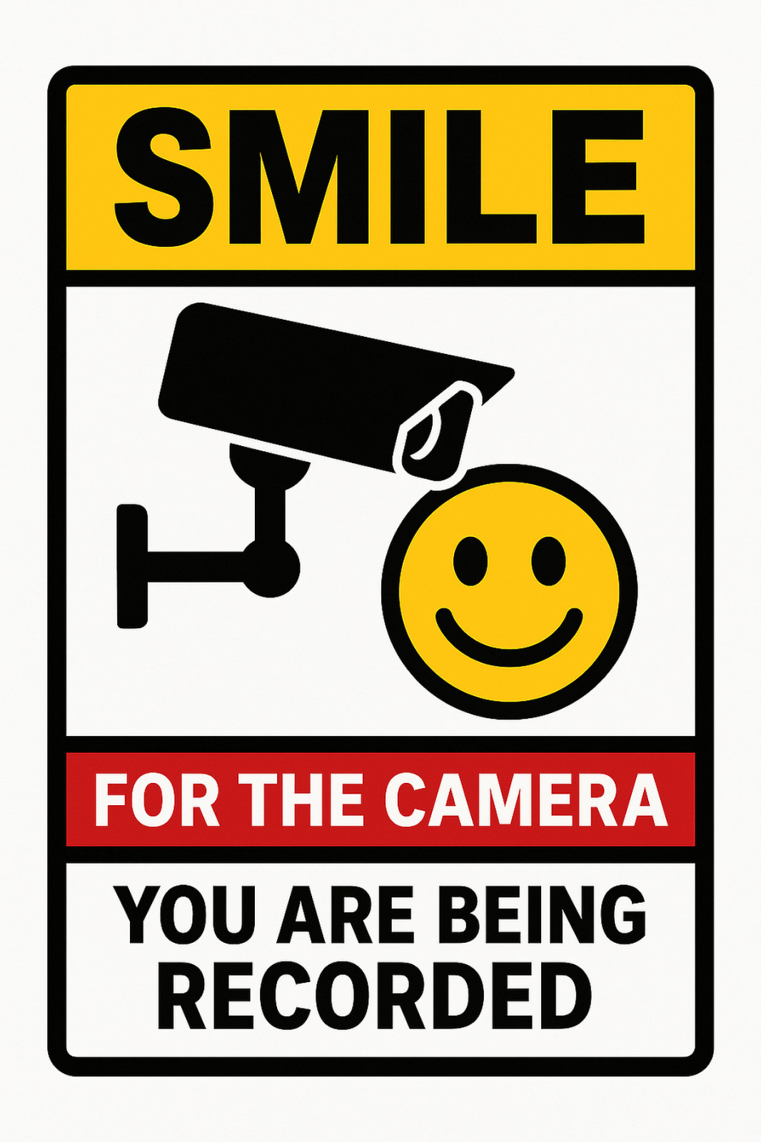 Smile For The Camera Sticker 4×6 – Vinyl Decal Warning Sign