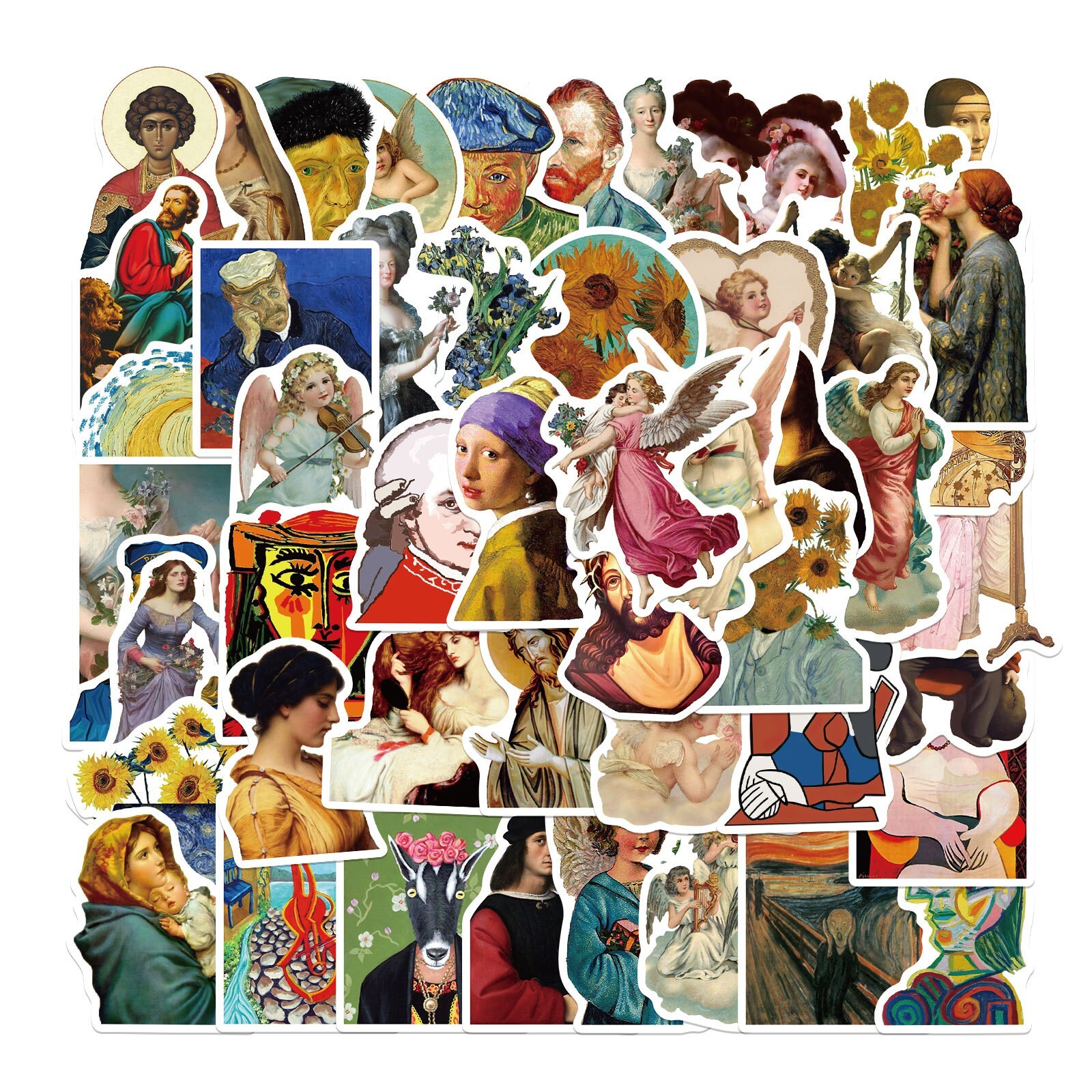 150pcs Famous Painting Vinyl Stickers, Artist Monet Van Gogh,0012345
