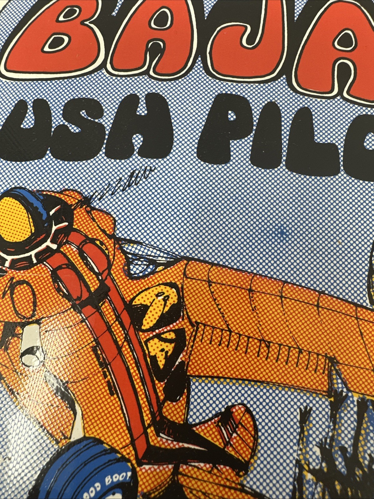 Vtg Baja Bush Pilot Blue Sticker Decal Arnold Senterfitt Airplane 7.5" Very Rare