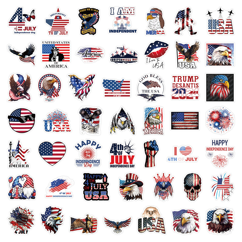100Pcs July 4th Independence Day Sticker for Adults Teens Girls Water Bottles