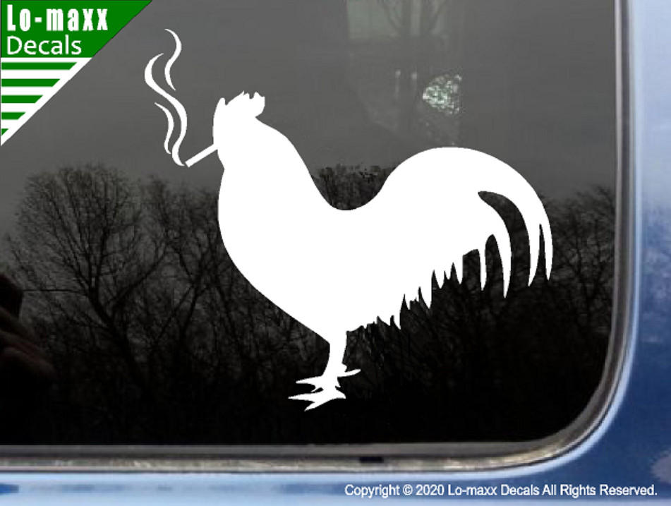 Smoking Chicken Rooster Country Farm Truck Car Funny Novelty Die Cut Vinyl Decal