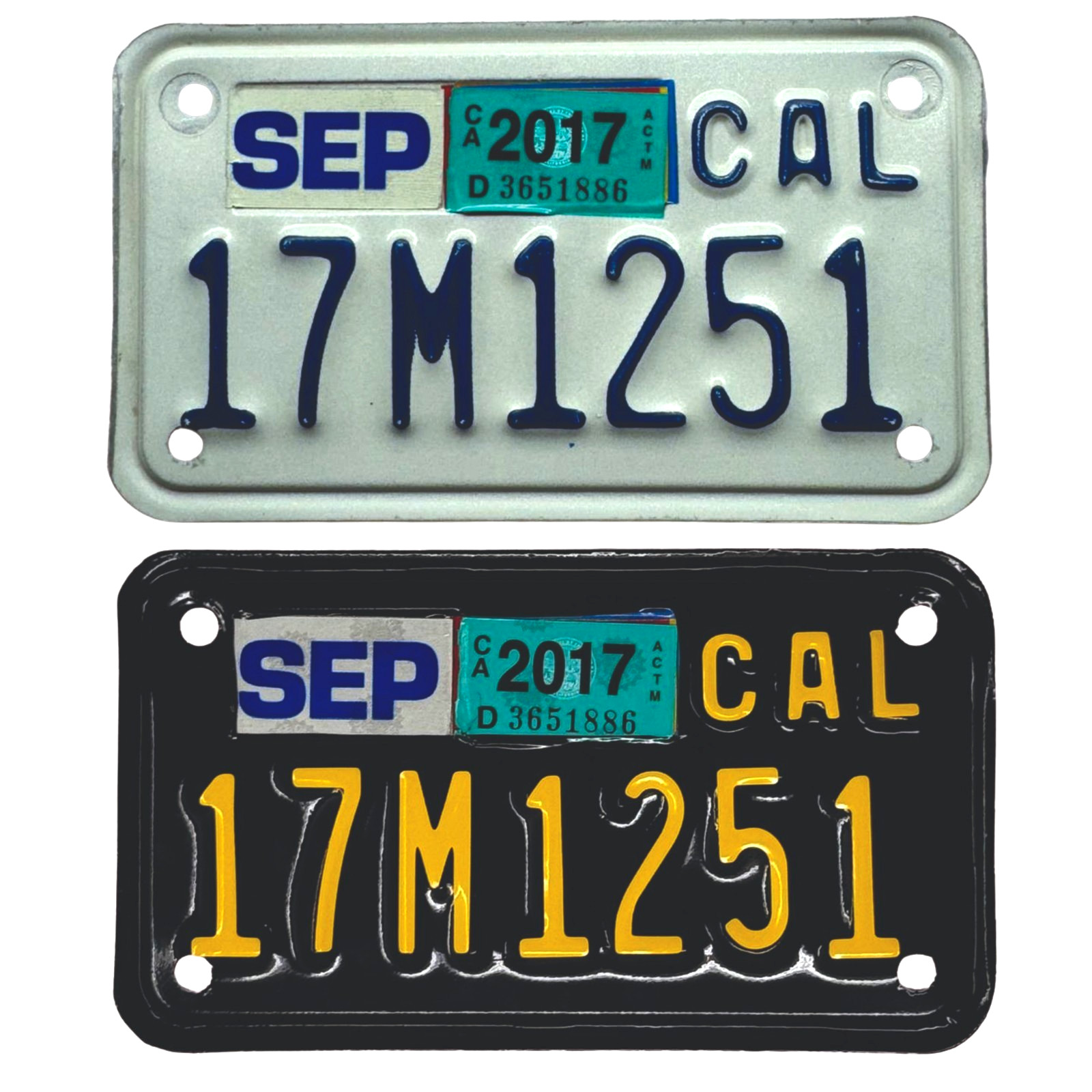 California CA Motorcycle Plate Wrap DIY Kit White, Yellow Red Reflective