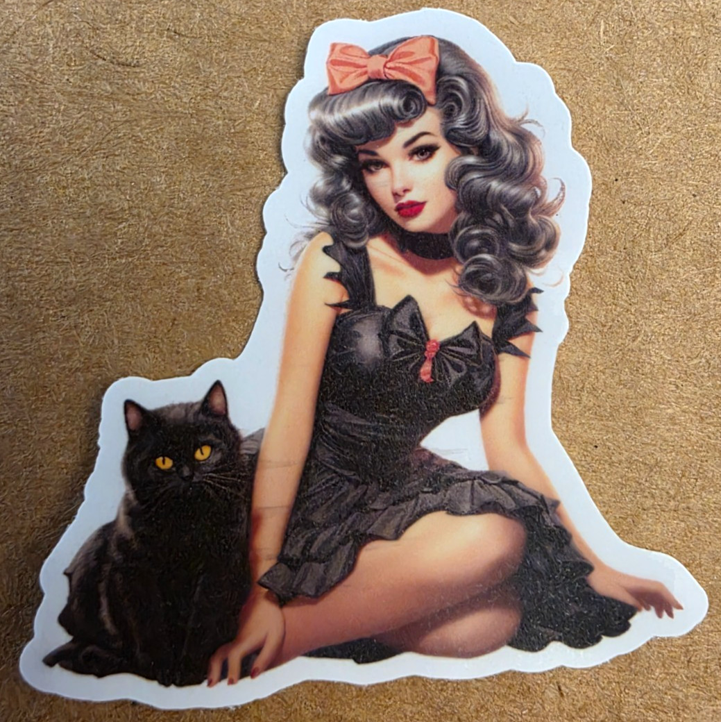 Halloween Sticker Girl Witch Vampire Ghost Gothic Cat Kitty Punk Emo Anime Manga