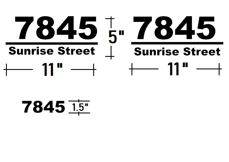 SET OF 3 CUSTOM PERSONALIZED VINYL MAILBOX NUMBERS STREET DECAL, (Model 4) ARIAL