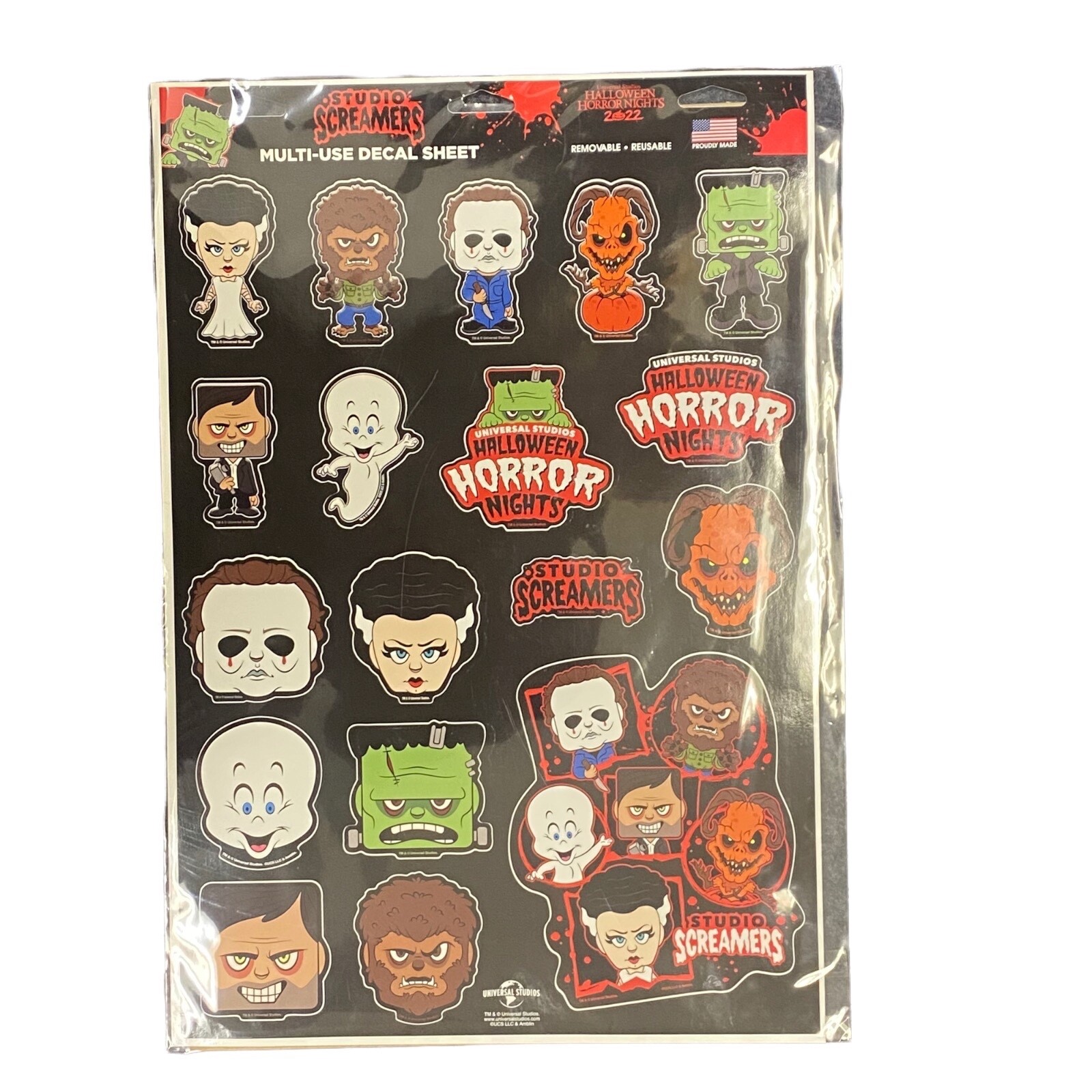 Universal Studios Halloween Horror Nights 2022 Studio Screamers Multi-Use Decal