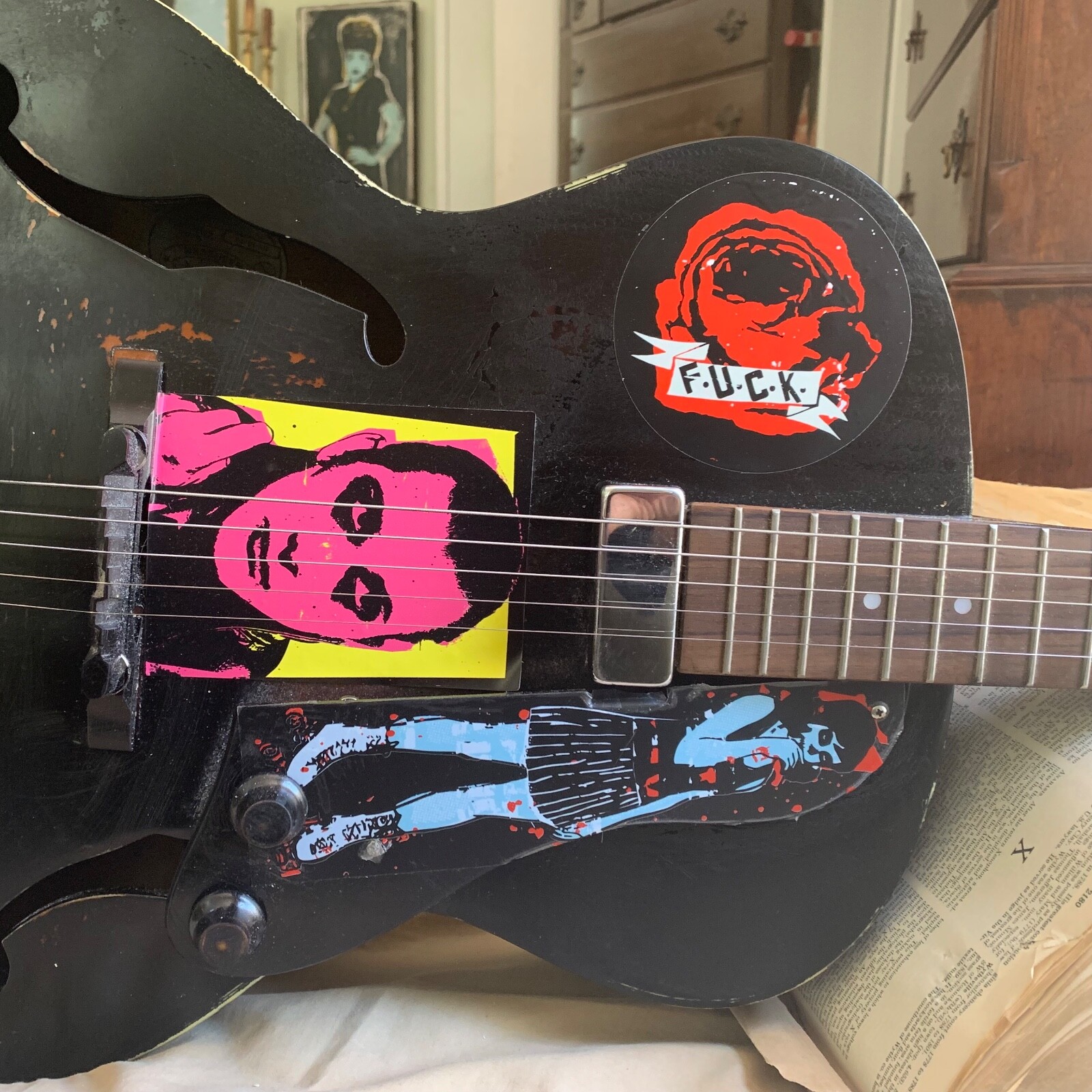 Fuck/Rose sticker 4in X 4in Original Art on a indoor/outdoor deluxe round stick