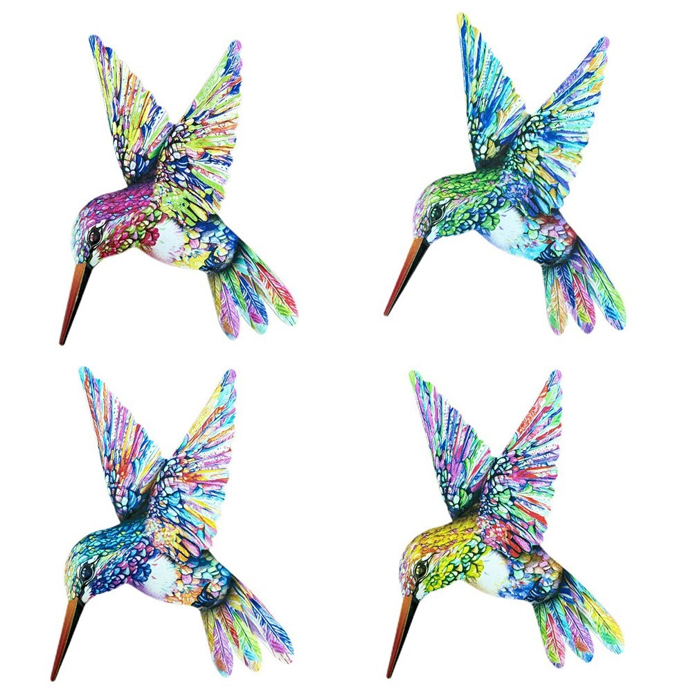 Bright Colorful Hummingbird Metal Wall Decoration for Indoor and Outdoor Use