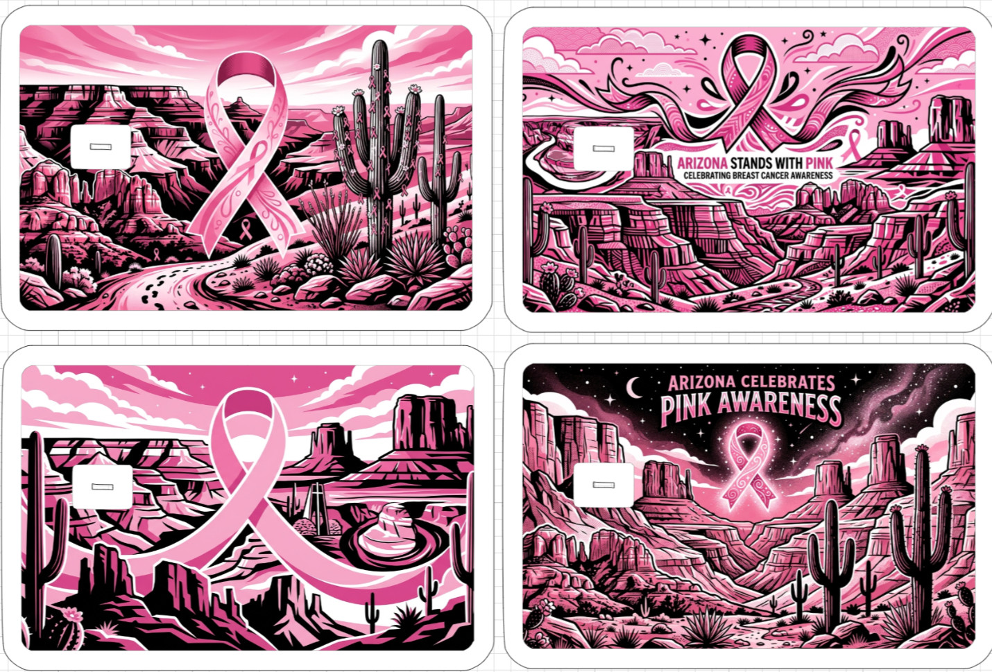 Arizona Pink Ribbon Gift Credit Debit ATM Card Skin Sticker Breast Cancer Women