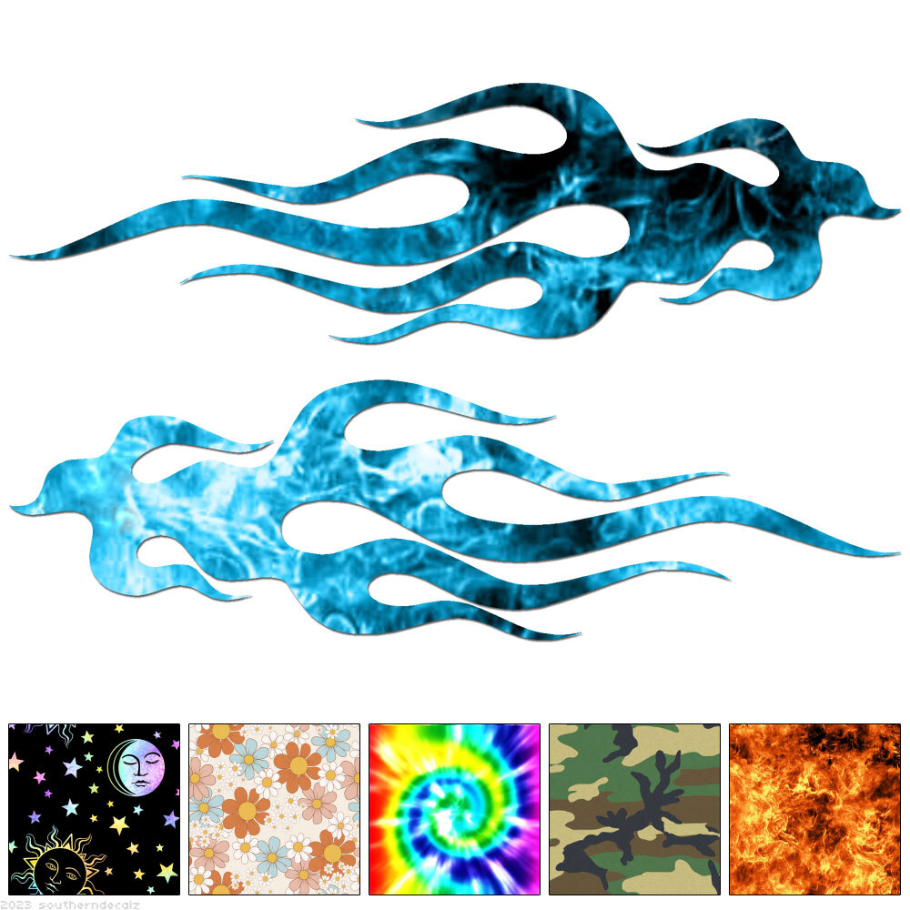 Flames Fire Pair – Decal Sticker – Multiple Patterns & Sizes – ebn7276