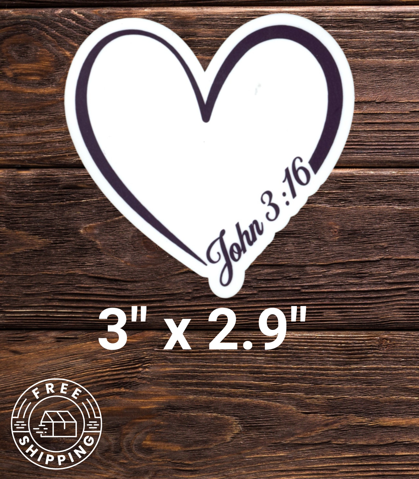 Jesus Heart John 3:16 Vinyl Sticker 3" Inch Laptop, Water Bottle etc…