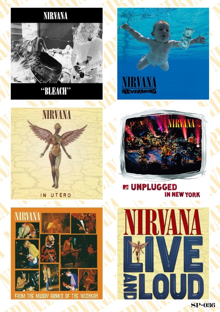 Nirvana Album Covers Sticker Pack | American Grunge Punk Hard Rock Band Logo