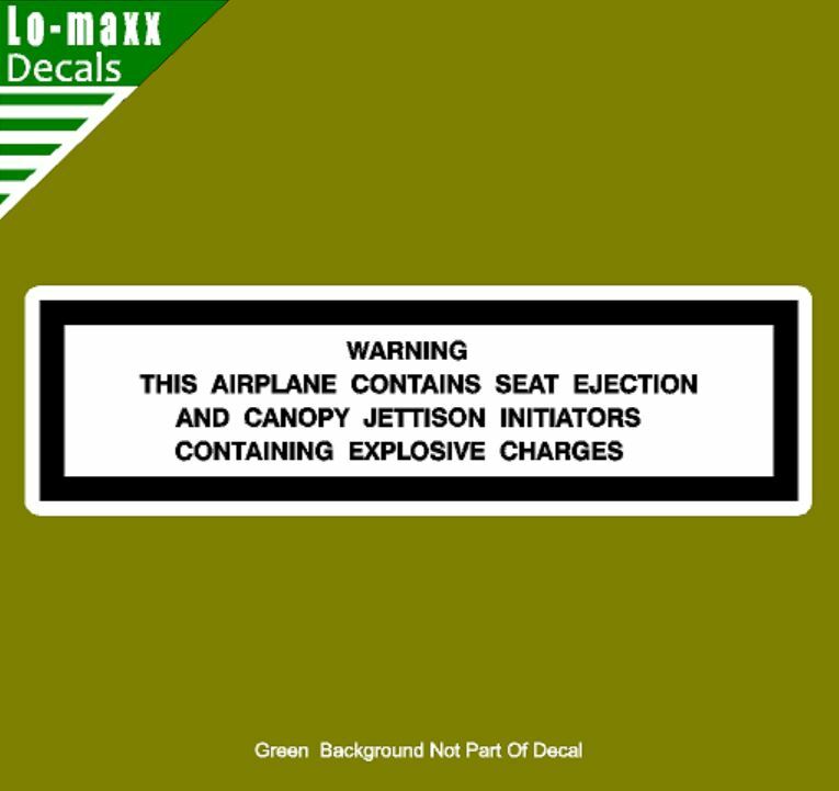 Warning This Airplane Contains Seat Ejection Military Jet Printed Vinyl Sticker