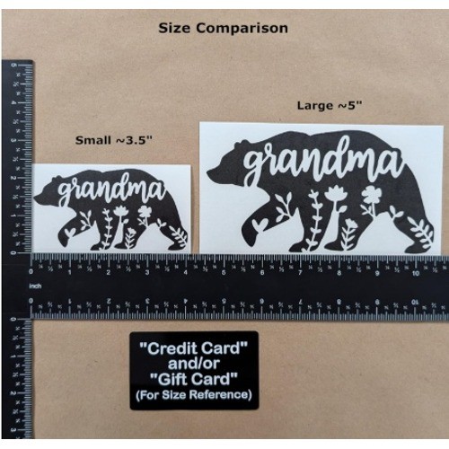 Grandma Vinyl Decal Stickers 5 in Heart Bear Best Grandma Ever Black NEW
