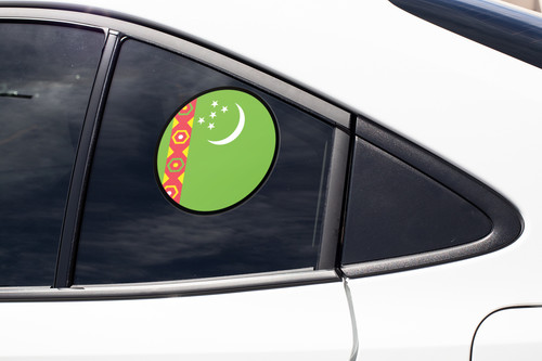 Turkmenistan Flag Circle Sticker Decal