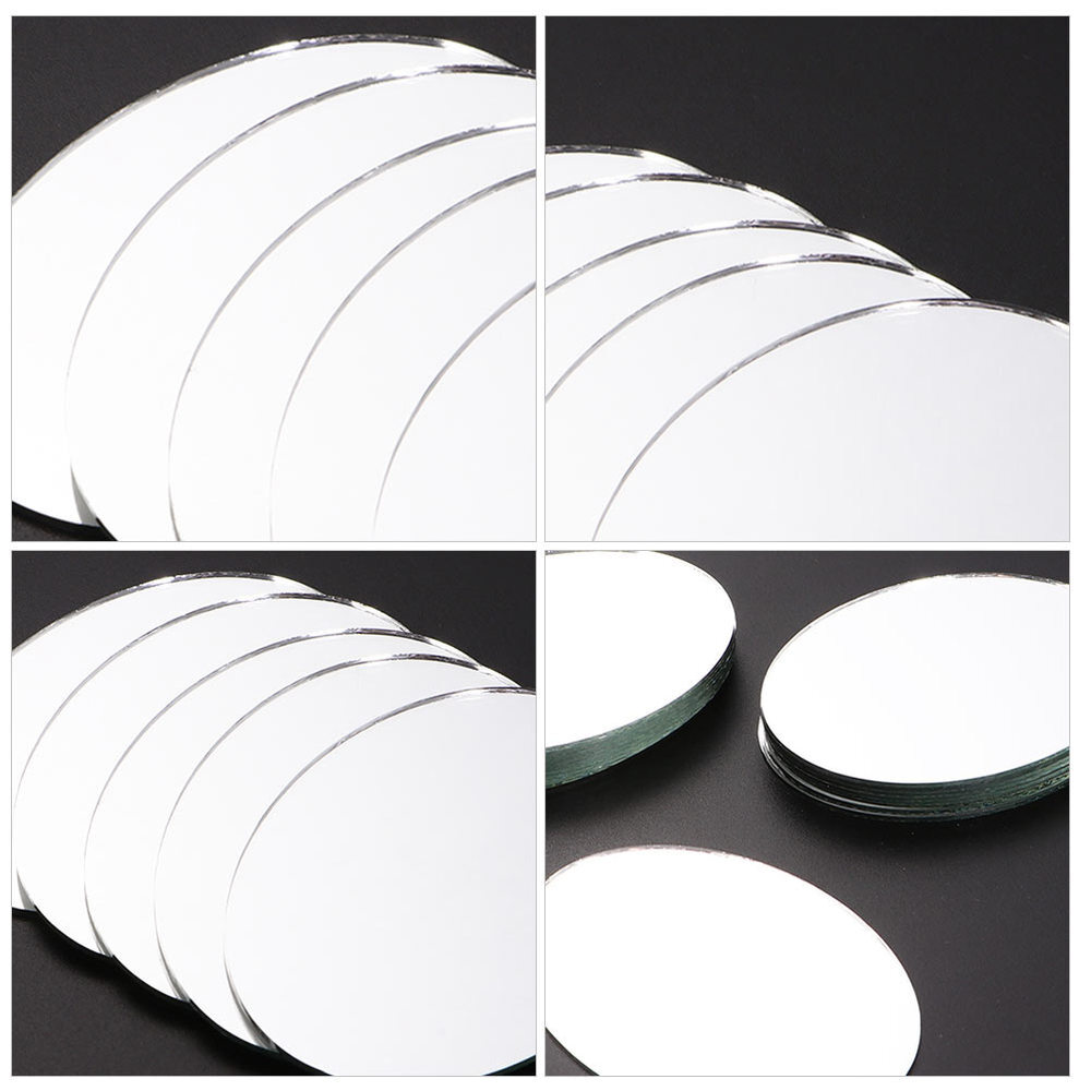 20PCS Round Mirror Tiles Craft Mirror Beveled Glass Mirror Crafts Mirror Tiles