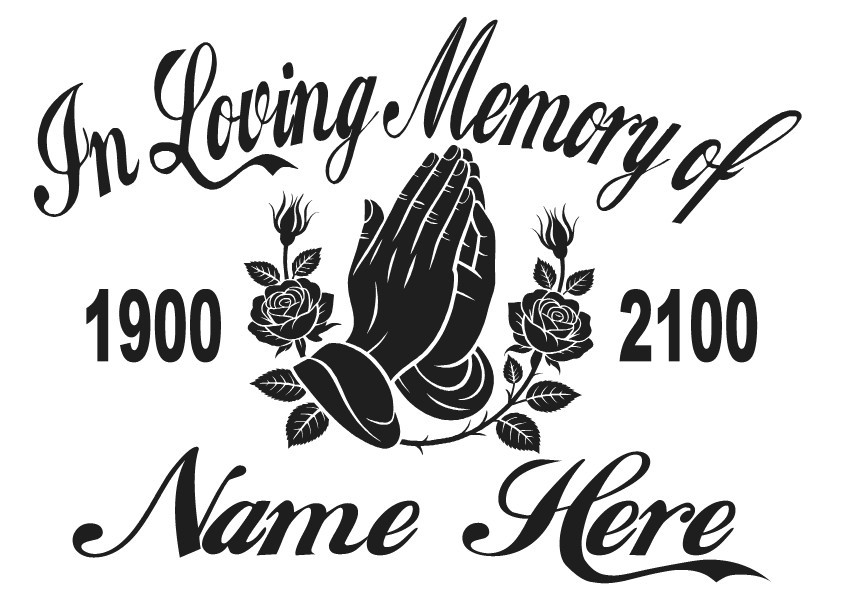 In Loving Memory Praying Hands Sticker Decal Window Memorial Personalized #3