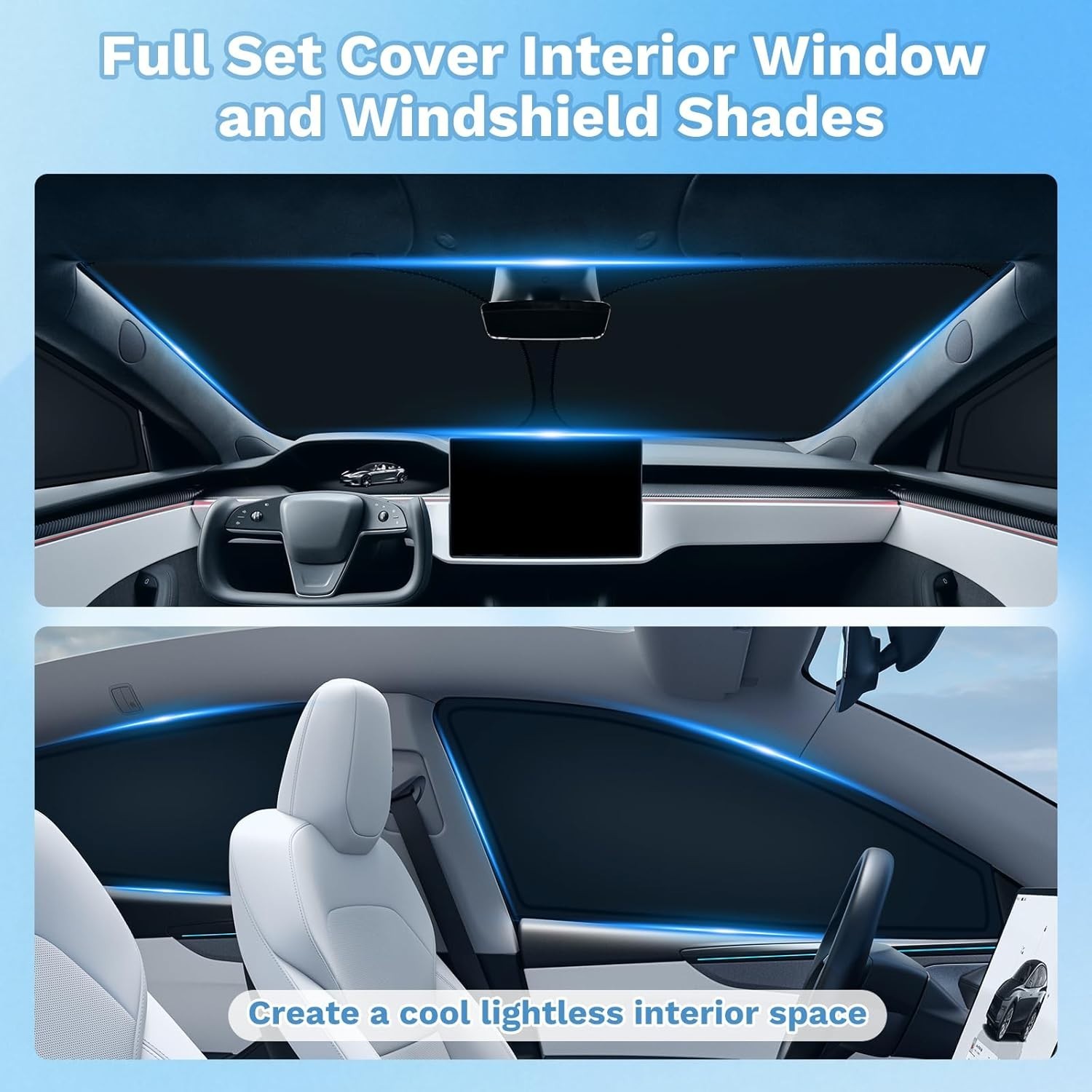 Car Window Shades for Tesla Model S 2012-2025 2026 (No for Plaid or Long Range)