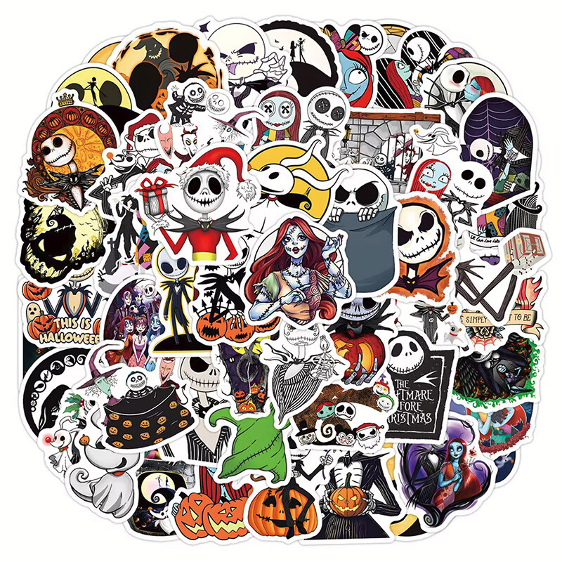 60PCS The Nightmare Before Christmas Jack Skellington Sally Decal Sticker Pack