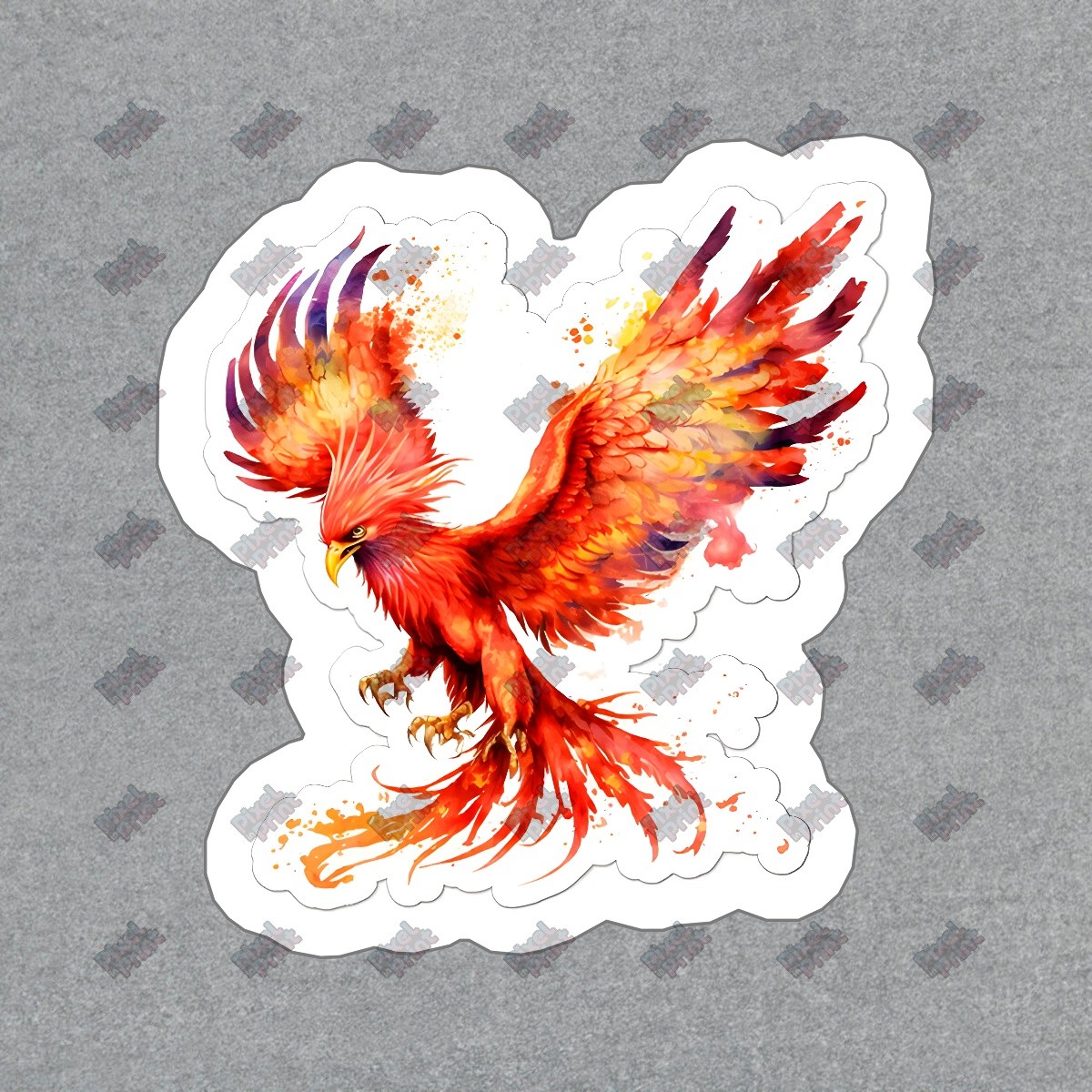 Vibrant Phoenix Vinyl Sticker Colorful Decal for Laptops, Water #531523