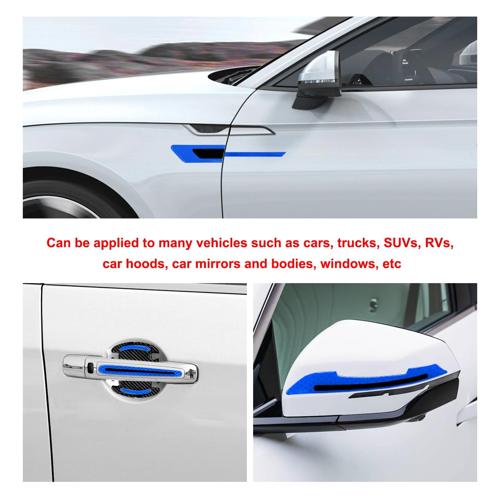 12PCS Reflective Car Stickers Set, Rearview Mirror Side Warning Sticker Door …