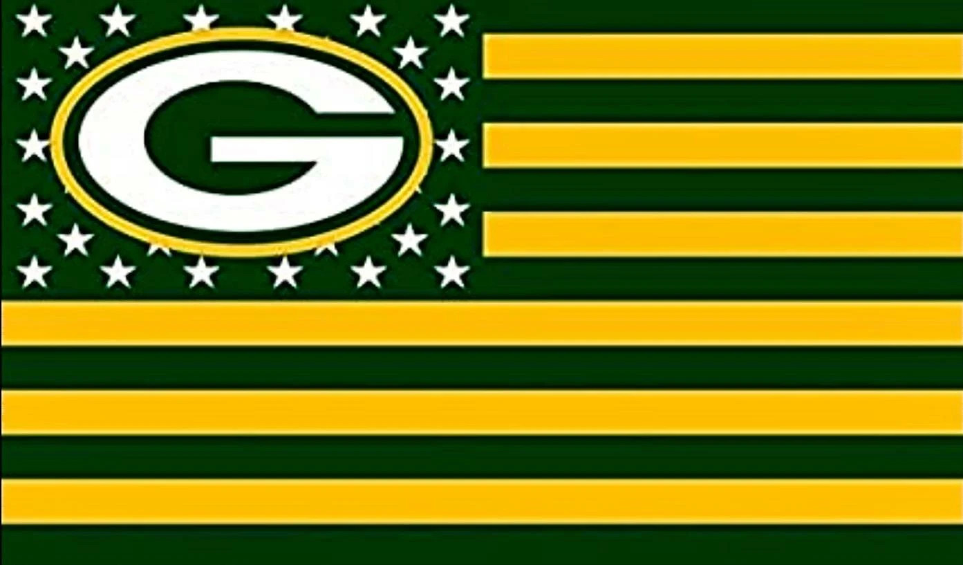 GREEN BAY PACKERS Stars & Stripes Flag Sticker *NEW* Measures 5" x 3"