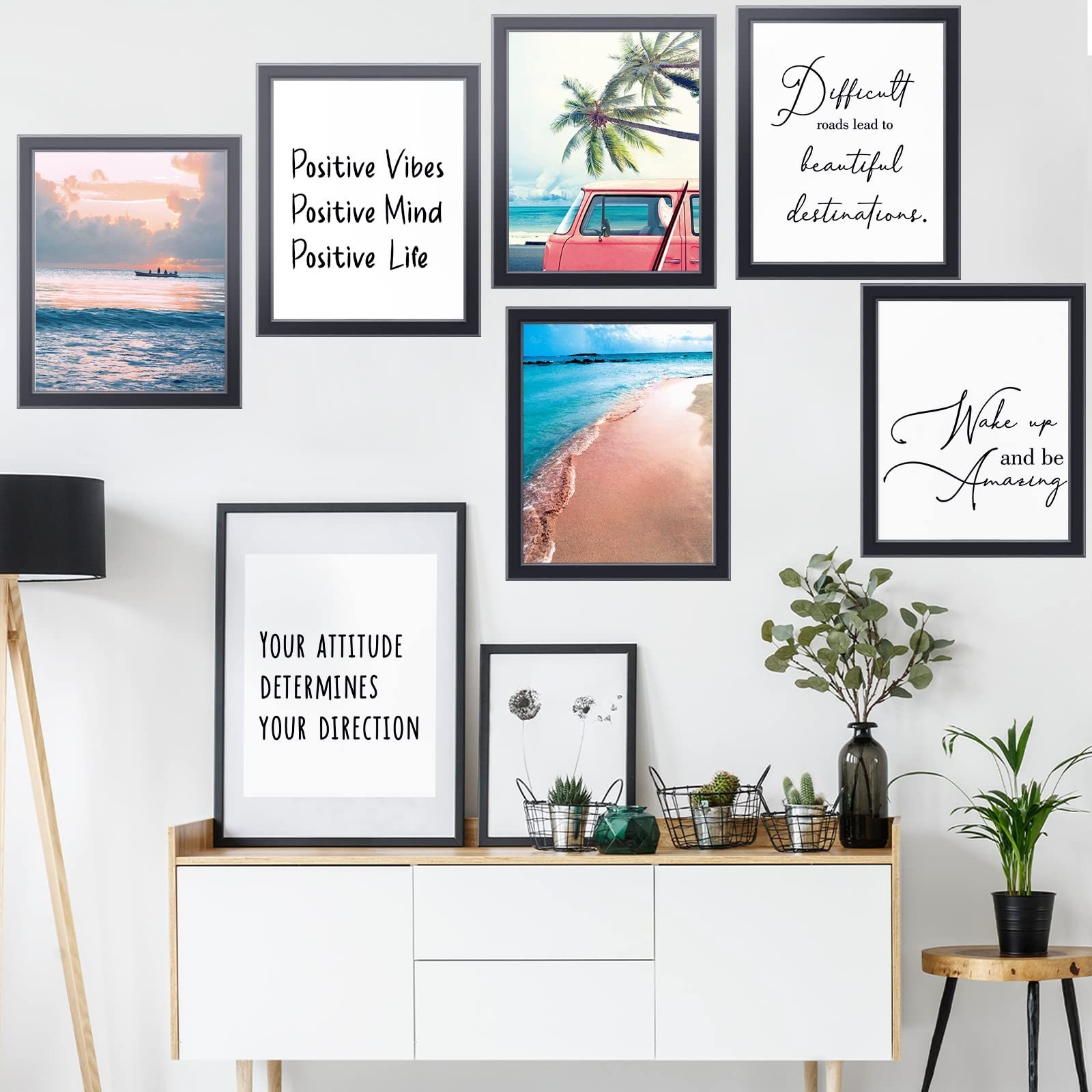 Chinco 9 Pieces Inspirational Beach Wall Art Office Motivational Quotes Wall …