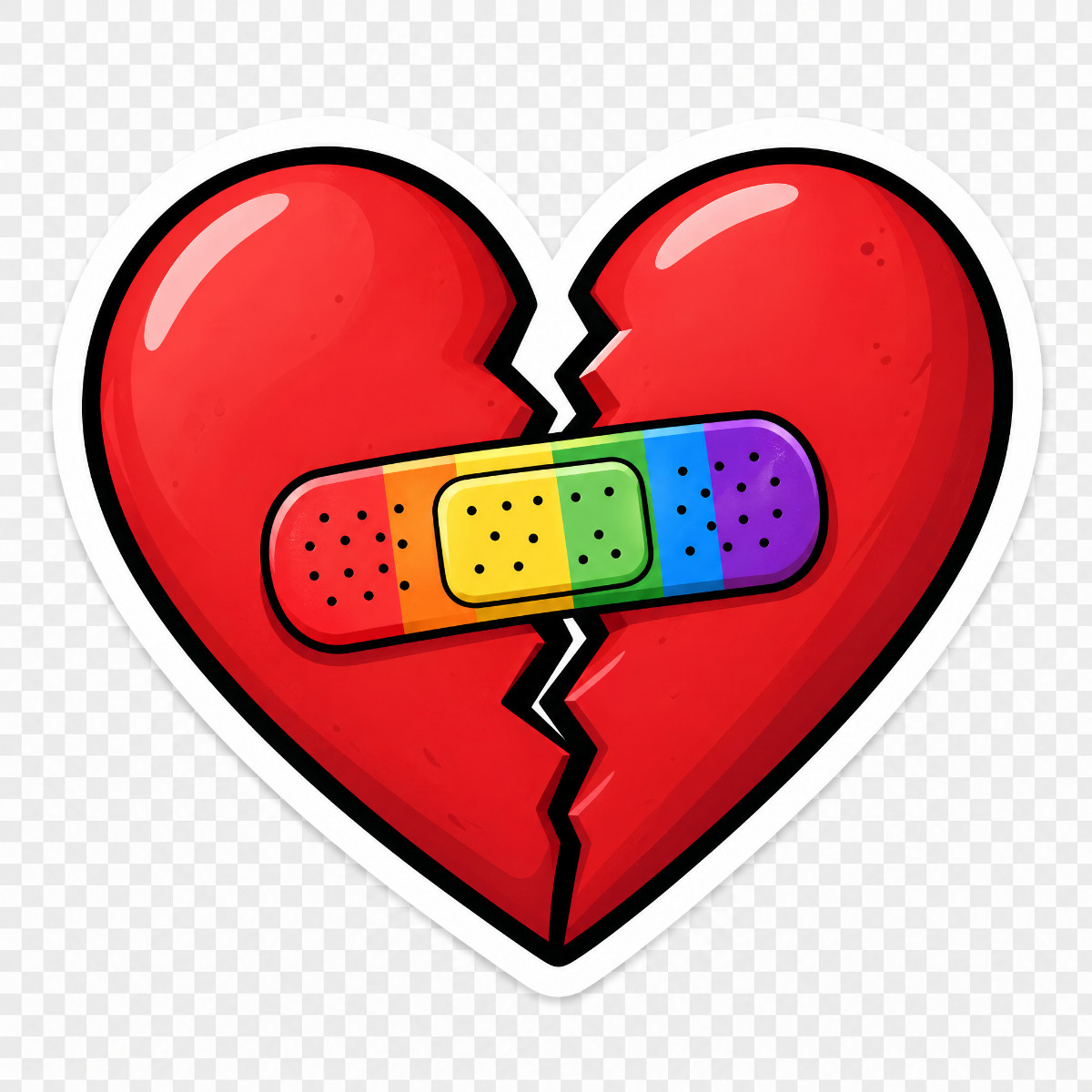 3 inch Broken Heart Rainbow Bandage Sticker Healing Love Vinyl Decal Colorful He