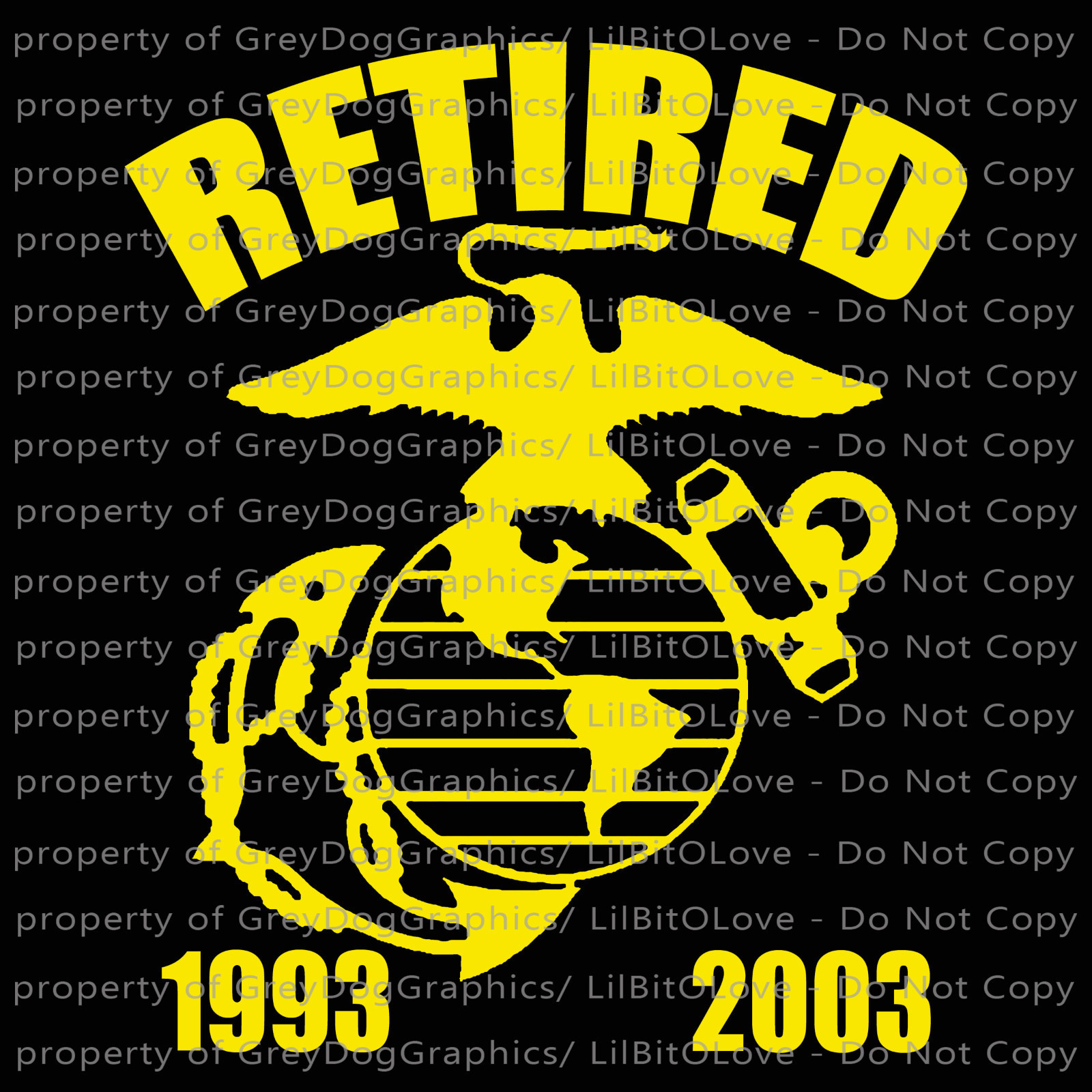 Custom USMC Retired Vinyl Decal with EGA & DATES United States Marine Corps
