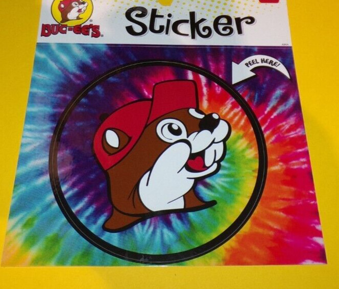 Buc-ee's Beaver Classic 4" Round Tie Dye LARGE Sticker