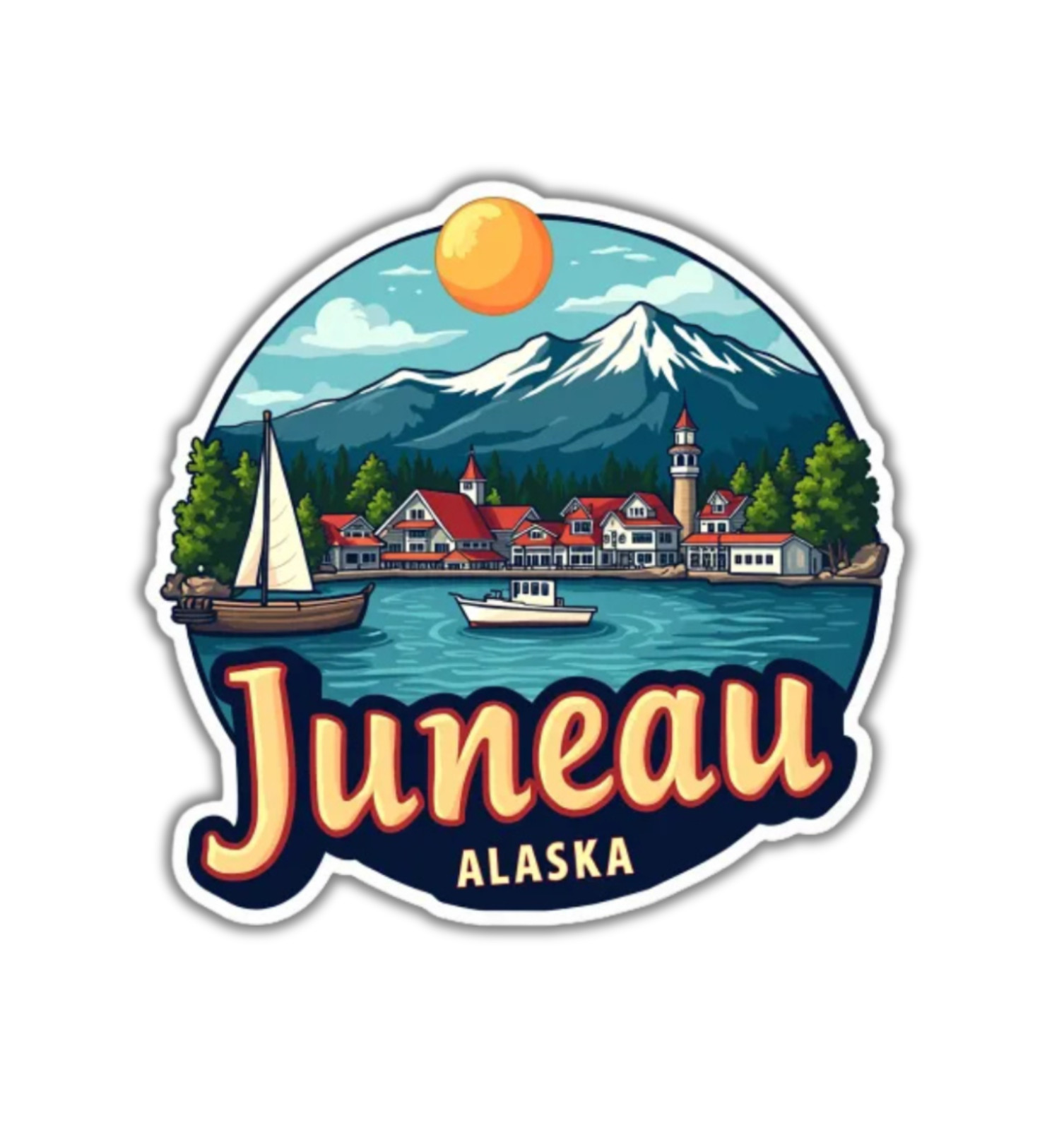 Juneau Alaska Fridge Magnet or Laptop Sticker