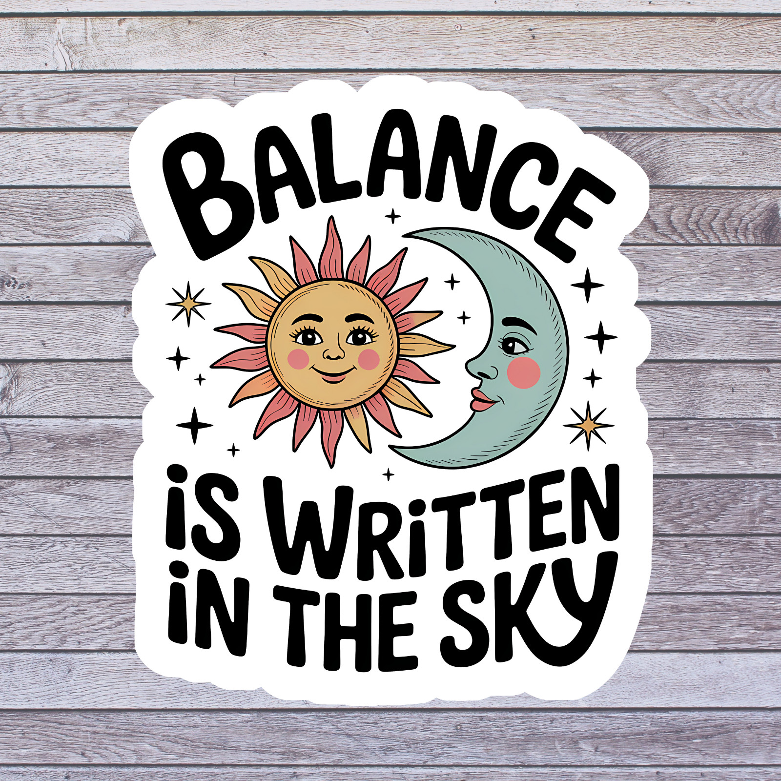 Balance Sun Moon Sticker Vinyl Decal Balance Is Written In The Sky