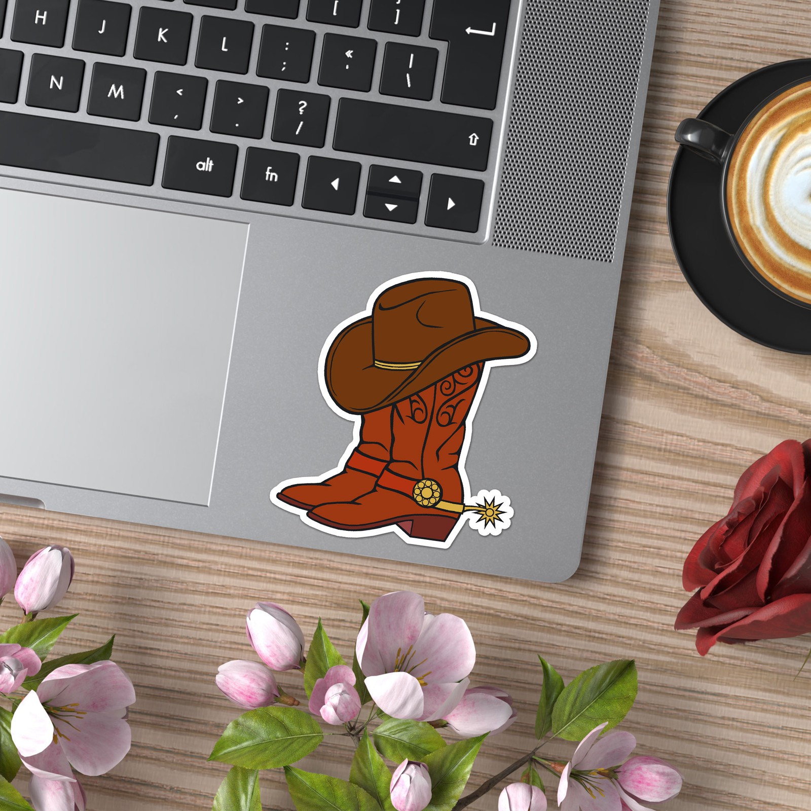 Cowboy Boots Hat – Vinyl Decal Sticker – Car Window Laptop – ebn7796