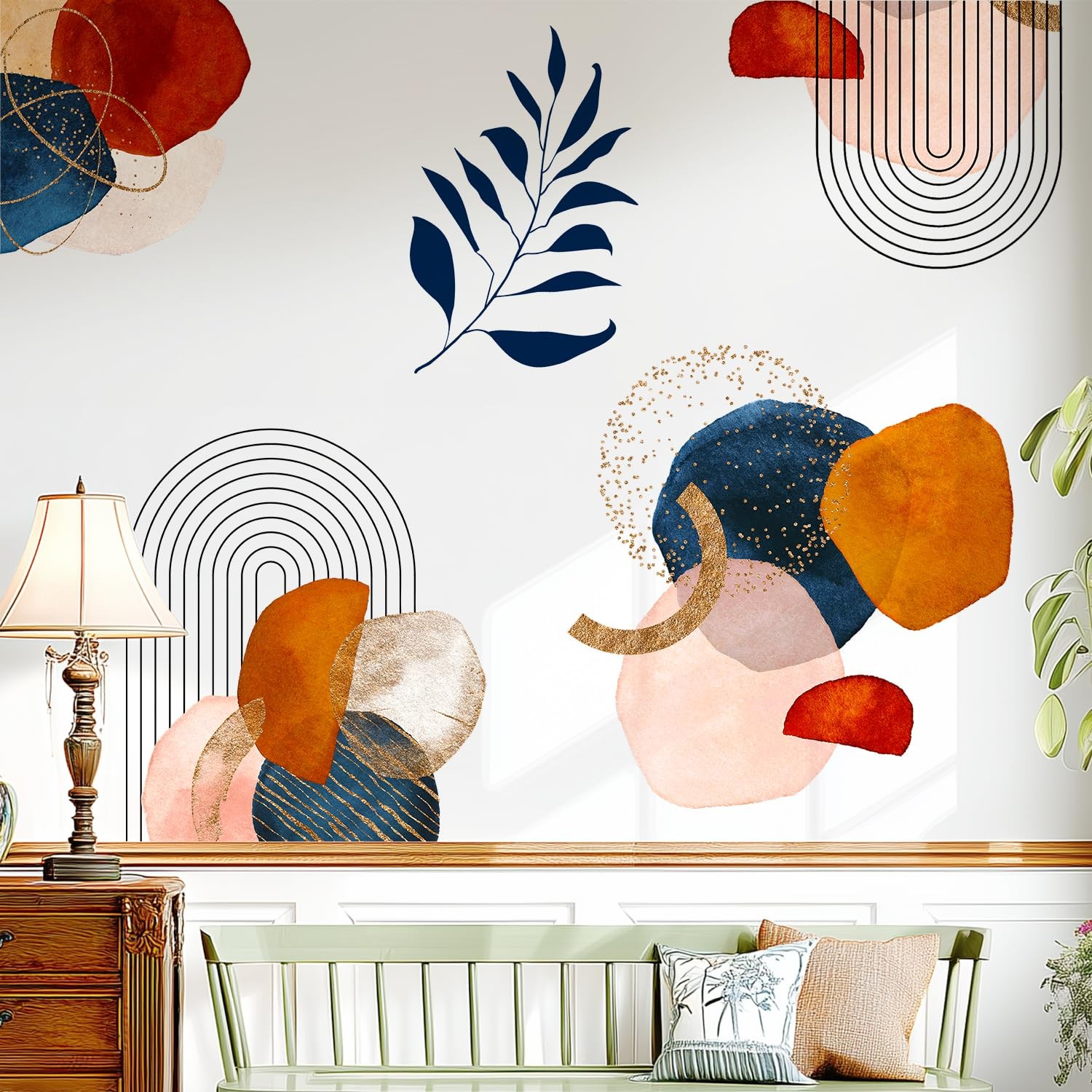 Boho Mid-Century Modern Wall Decals Peel and Stick, Archs Abstract Vinyl Wall…