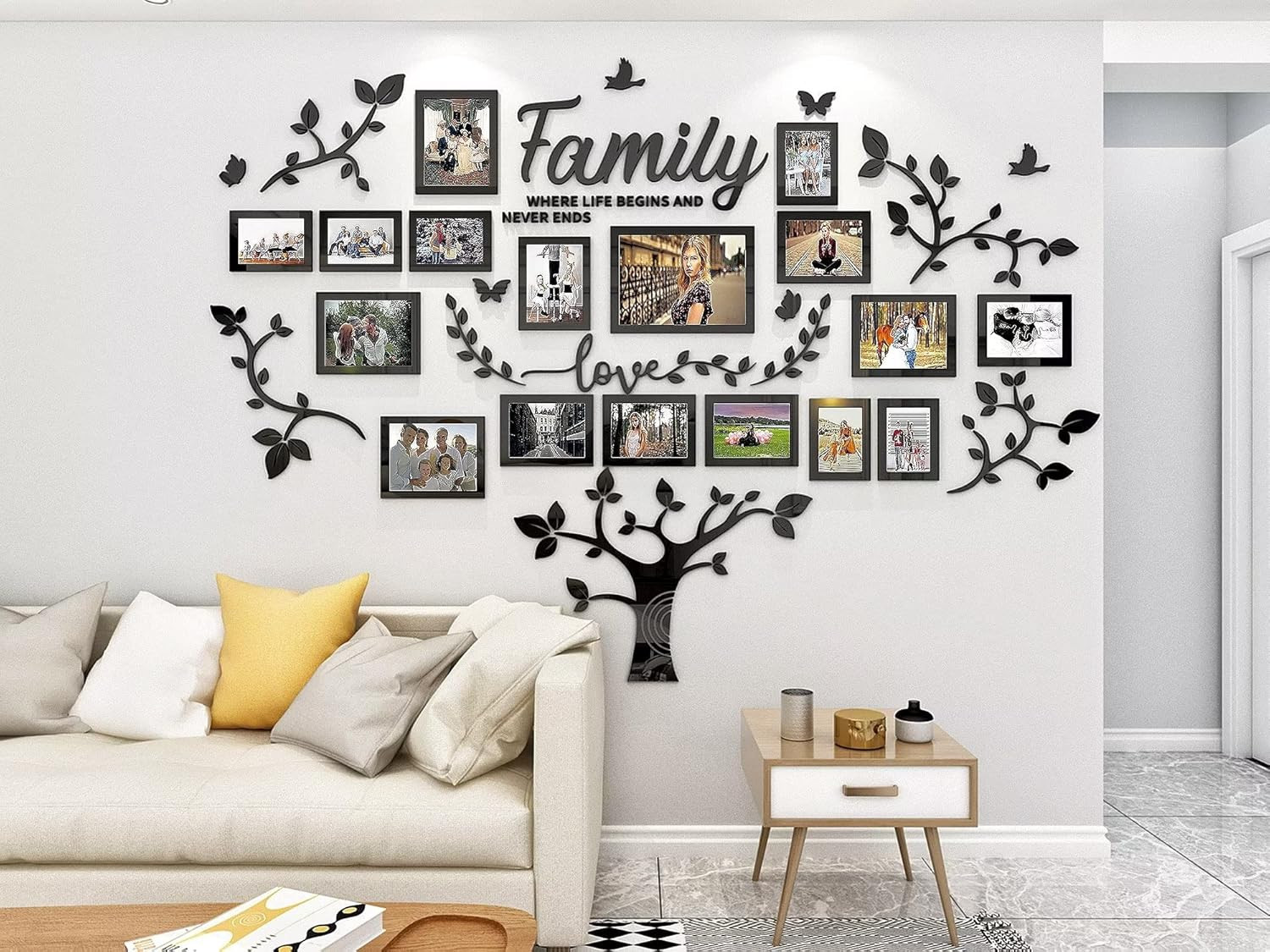3D Family Tree Wall Sticker with Picture Frames Living Room Decor