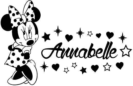 Vinyl Decal – Minnie Mouse (Customize with Name), Various Colors & Sizes