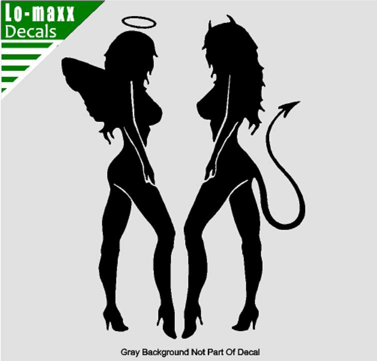 Hot Sexy Angel & Devil Girl Car Truck Boat Superior Quality Die Cut Vinyl Decal