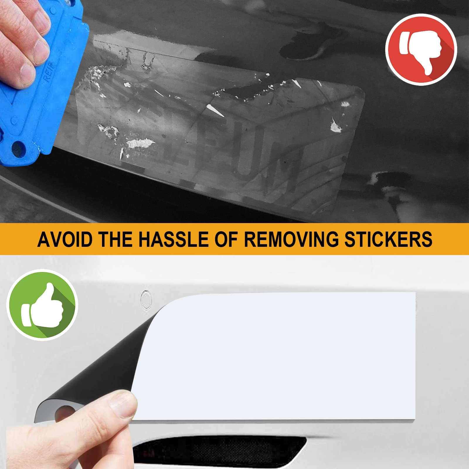 tonhui 4Pcs 12" X 4" Bumper Sticker Magnets, Flexible Magnetic 4PCS, White