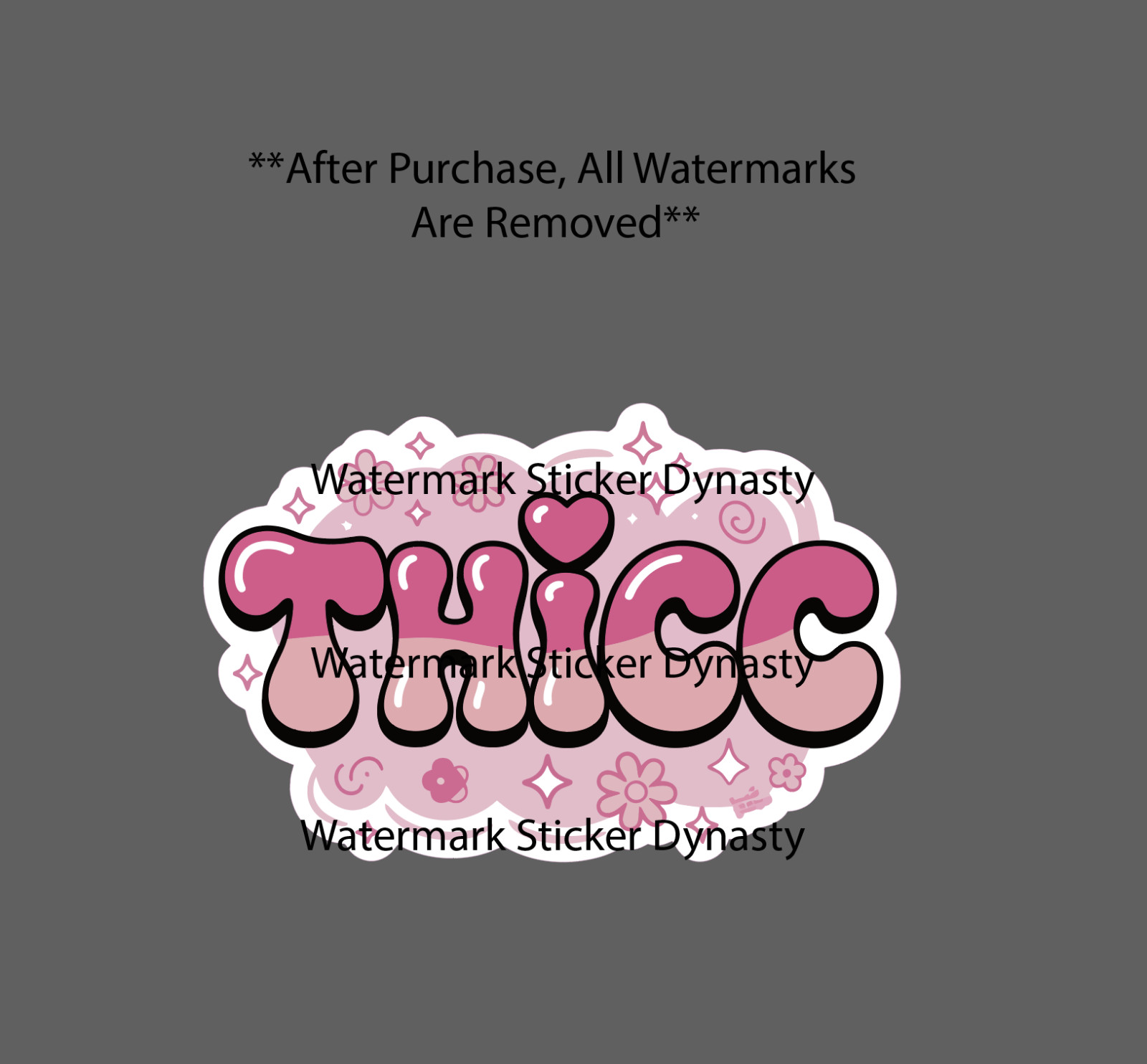 Thicc Sticker Waterproof Decal Pink Heart Flower Floral Quote Gift NEW