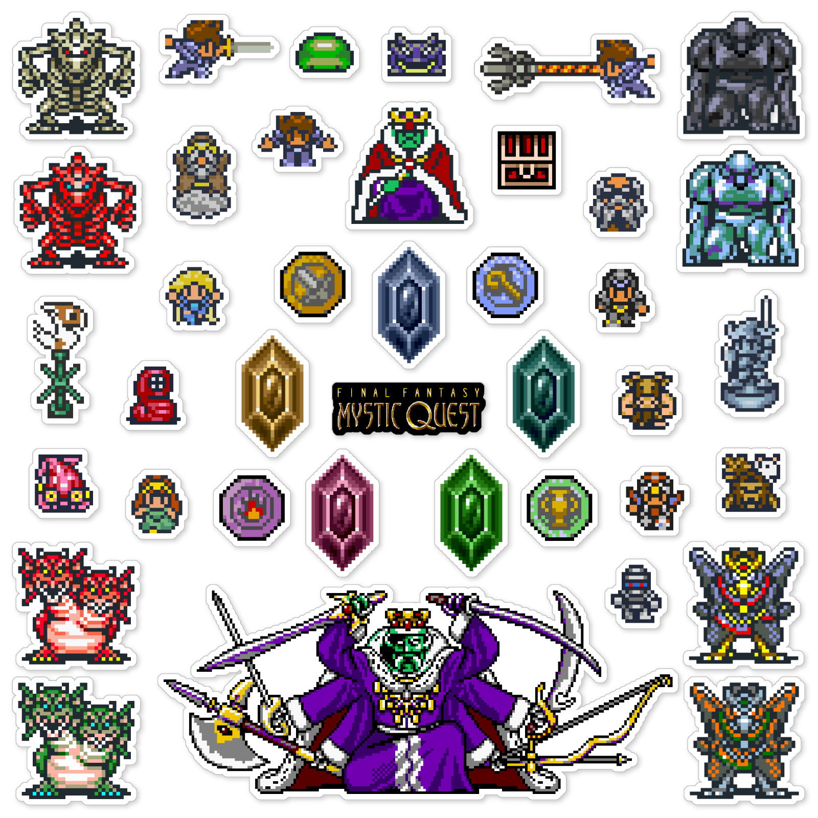 Final Fantasy Mystic Quest Stickers Super Nintendo SNES Pixel 39 Sticker Pack