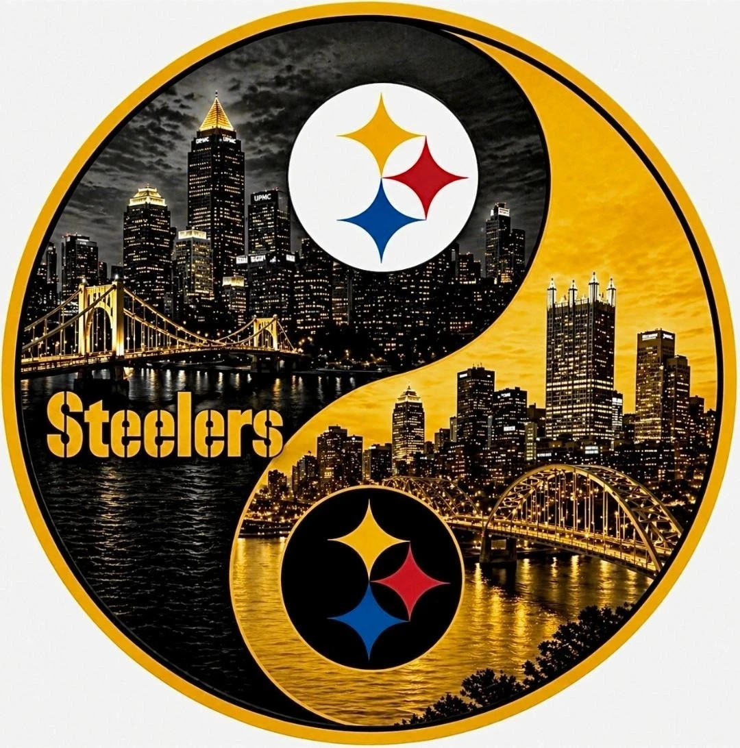 Pittsburgh Steelers Yin Yang *NEW* 4" x 4" Sticker