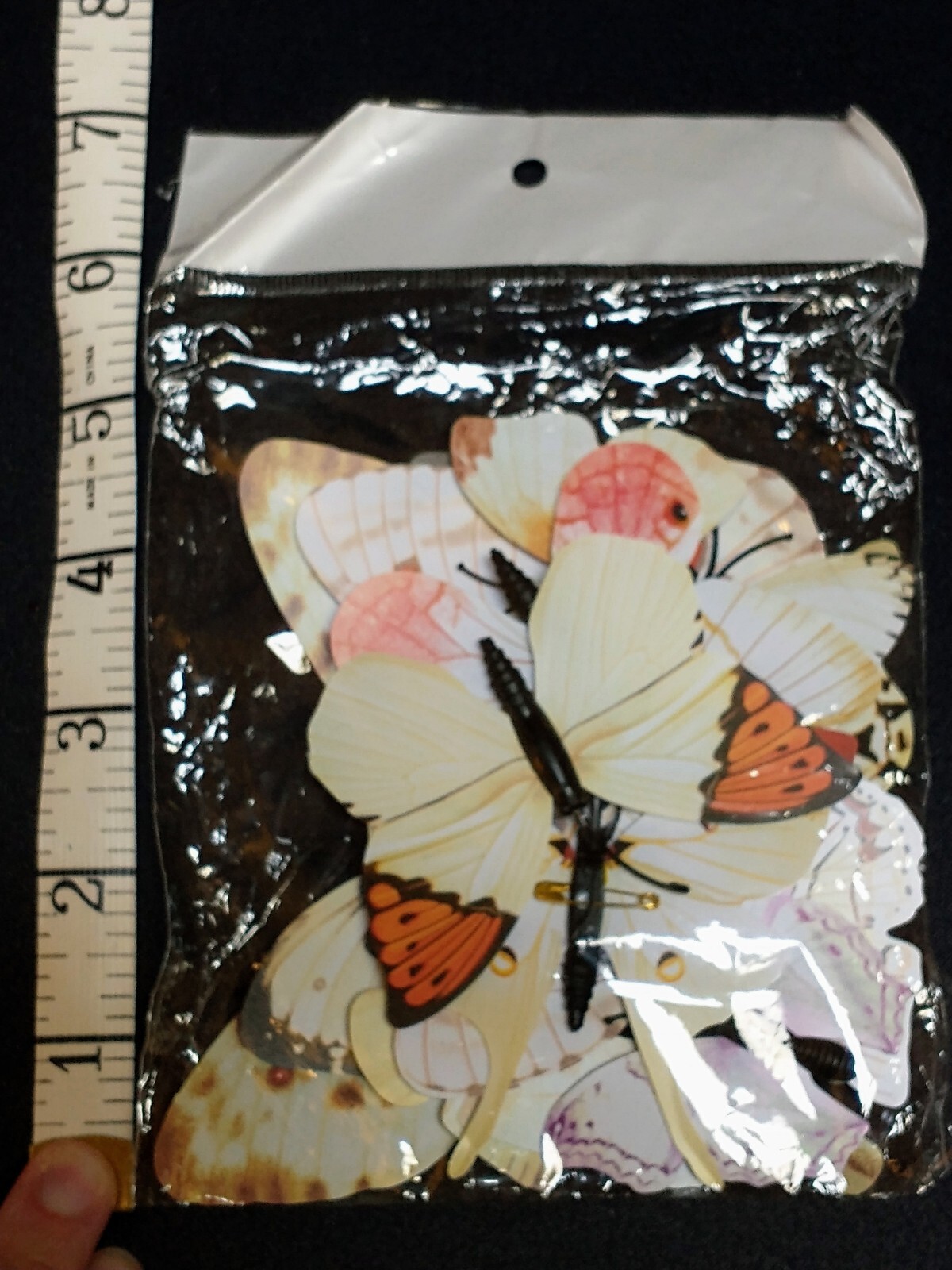 NEW , 12 Paper & Plastic Butterfly Pin set . Each Different, has sticky tabs.