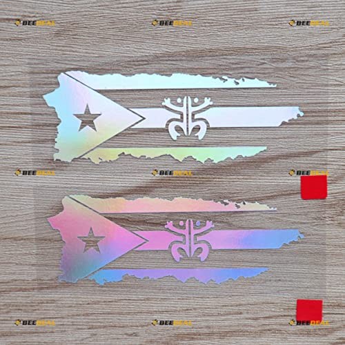 2 Pack Holographic Iridescent 4 Inches – Puerto Rico Map Coqui Frog Flag