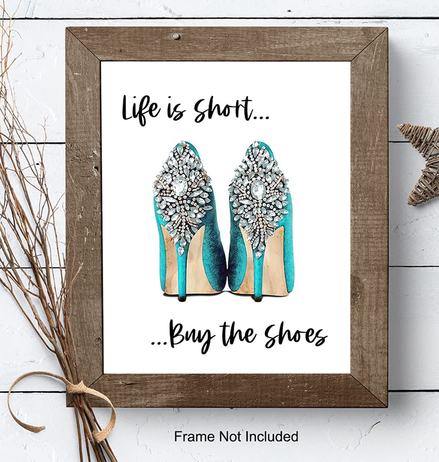 Life Is Short Buy The Shoes – Light Blue Designer Wall Decor – Glam Wall Deco…