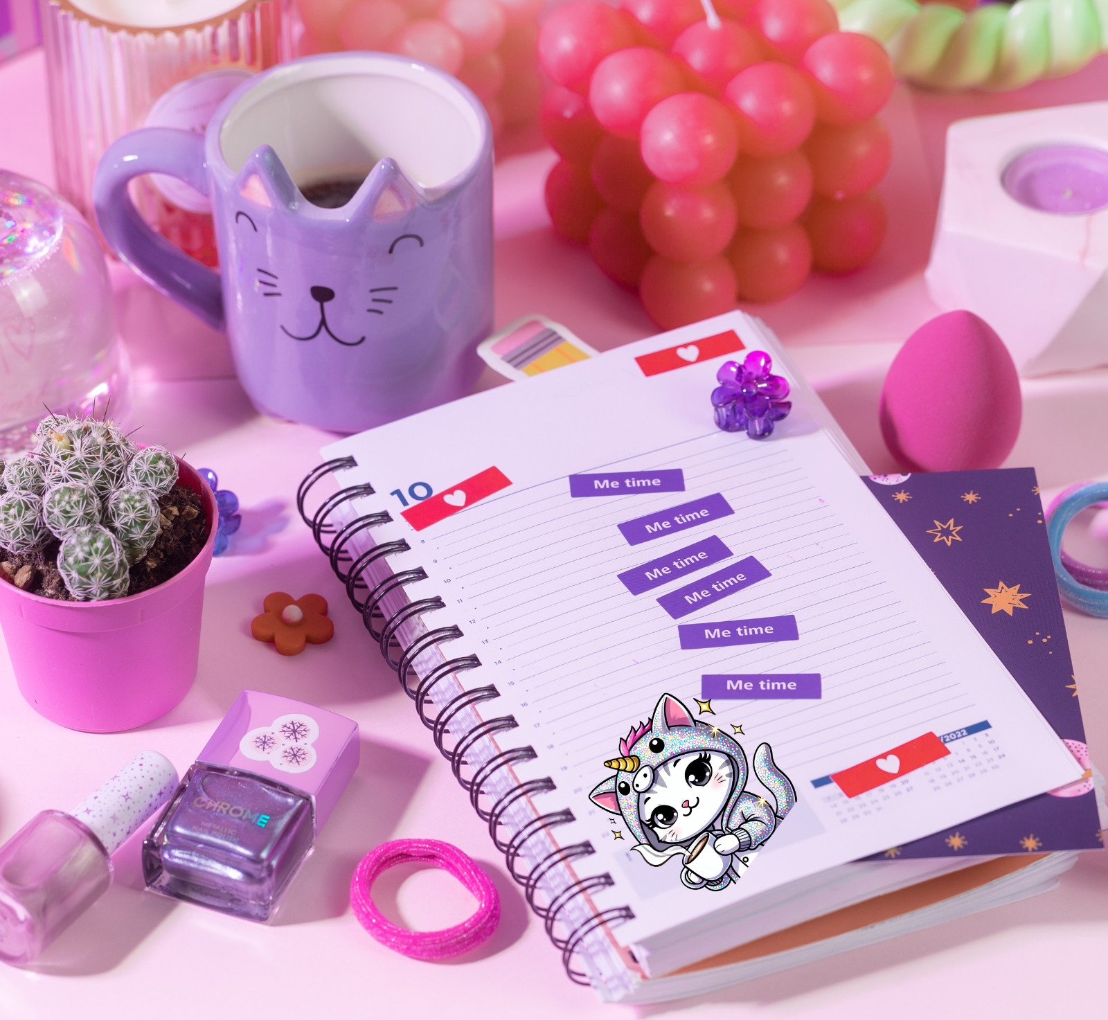 Kawaii Cat Coffee Lover Decal – Cute Cocoa Cat Sticker, Cute Gift