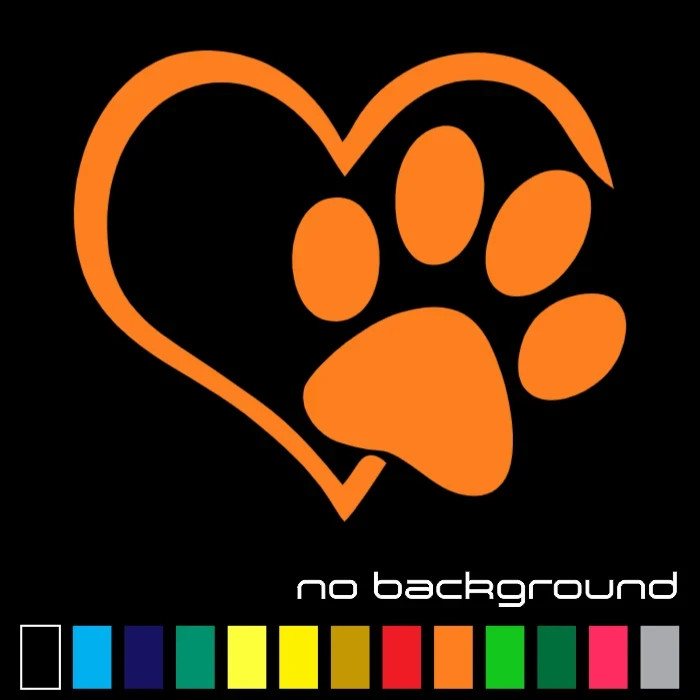 PAW PRINTS with HEART Decal Vinyl Stickers | Love of Dog Cat Puppy Pet