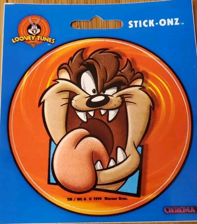1993 Chroma Holographic Looney Tunes Decal – Taz – Rare Vintage. + bonus sticker