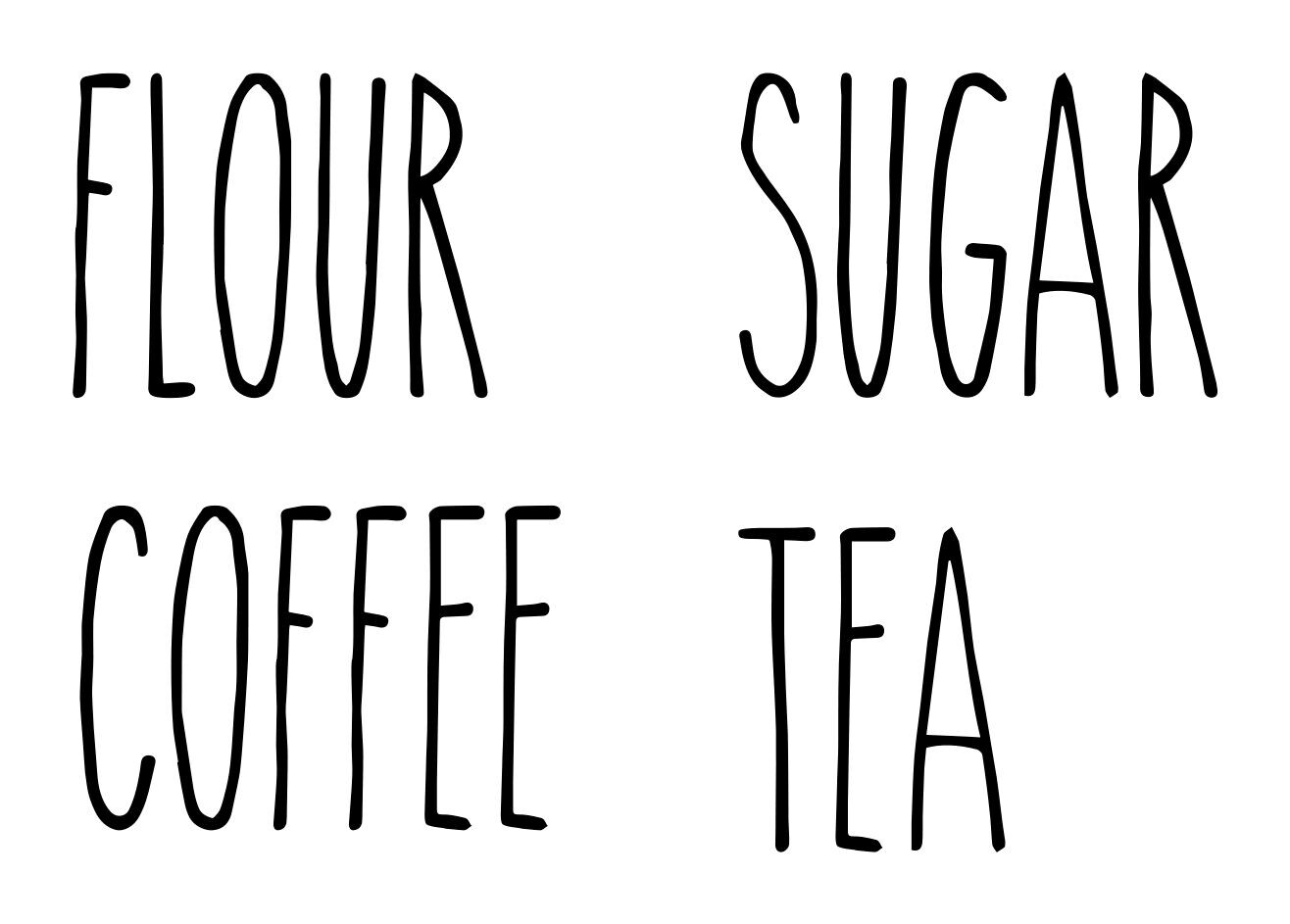 4 Canister Labels Vinyl Decals – Flour Tea Sugar Coffee – Kitchen Rae Dunn V6