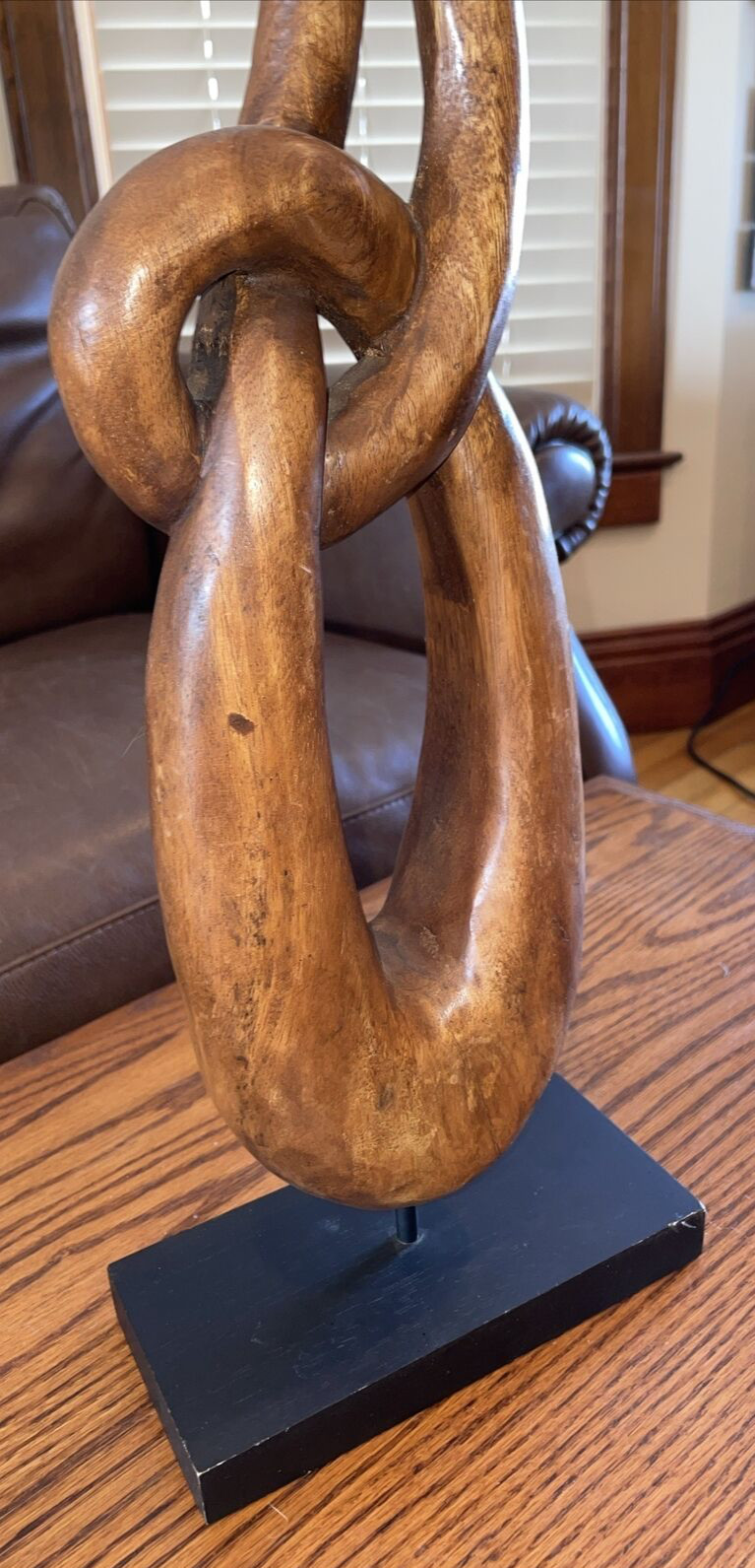 Wood Deco Sculpture with Black Base