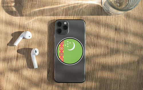 Turkmenistan Flag Circle Sticker Decal
