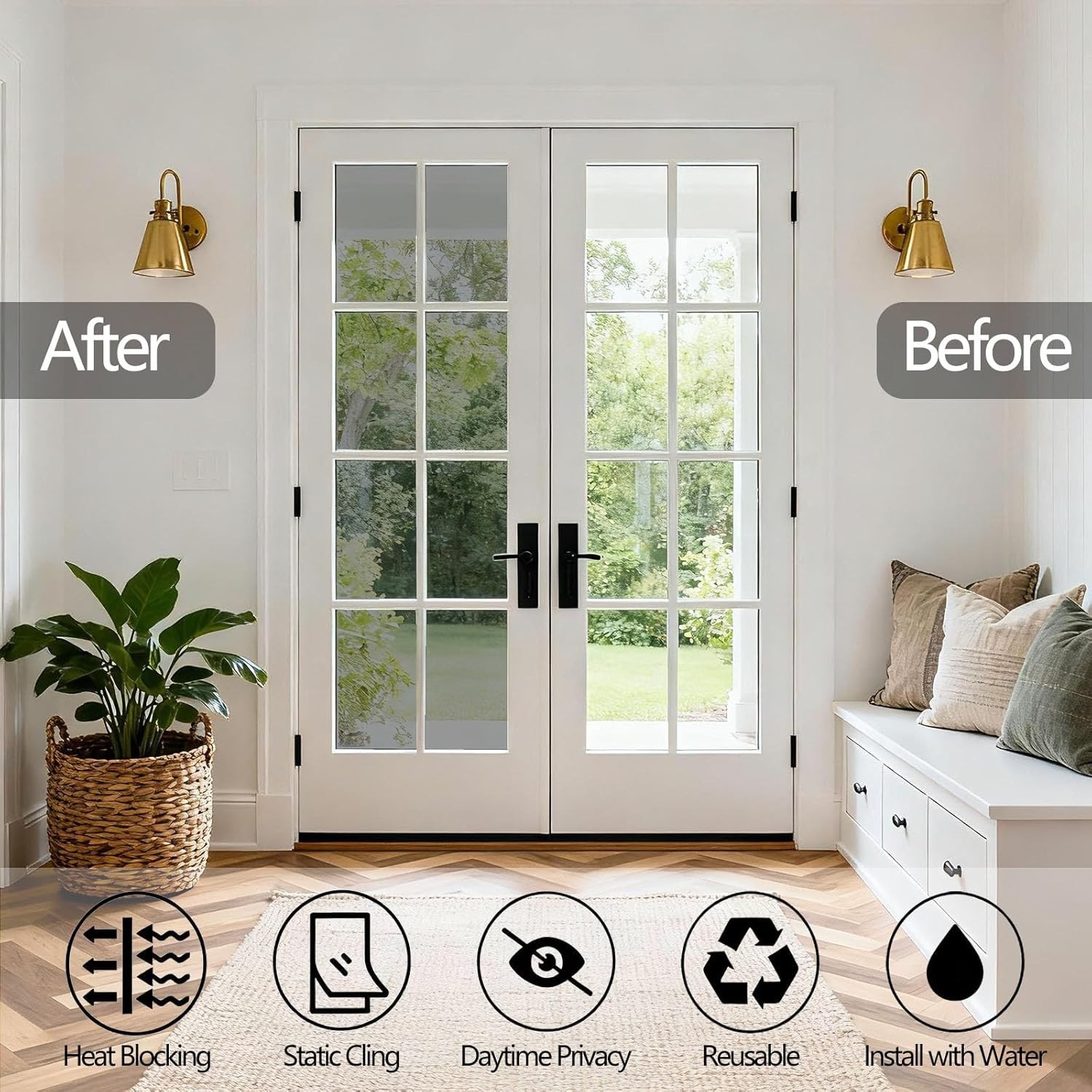 One Way Privacy Window Film 23.6" x 32.8ft Mirror Tint UV Heat Block